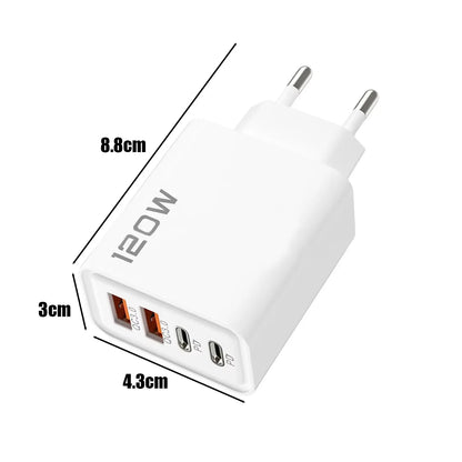 120W Gyors Töltő 4 Port USB C