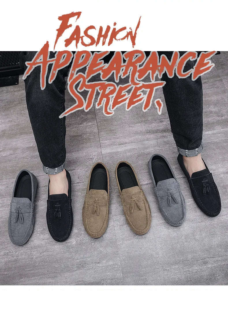 Férfi Casual Loafer - Bojtos Bőr Mokaszin Puha Talppal