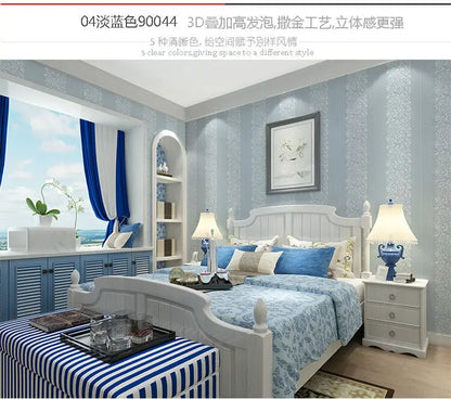 DZQCN 3D Csíkos Virág Tapéta