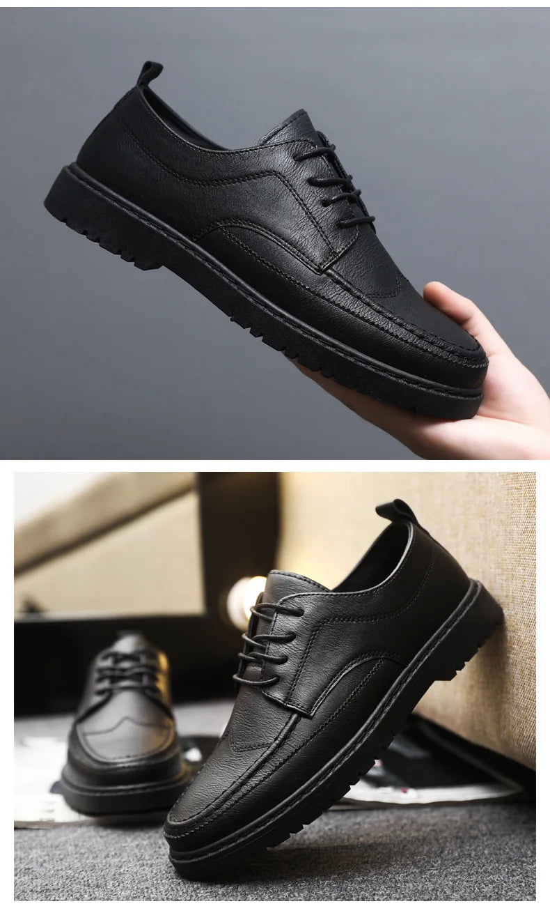 Férfi Luxus Bőr Cipő Olasz Oxford - Klasszikus Üzleti Brogue Loafer Barna