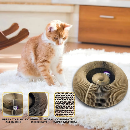Magic Cat Kaparó Deszka Labdával Kör Alakú Hullámos Karton Macska Játék - Edzi Karmait És Leköti Figyelmét
