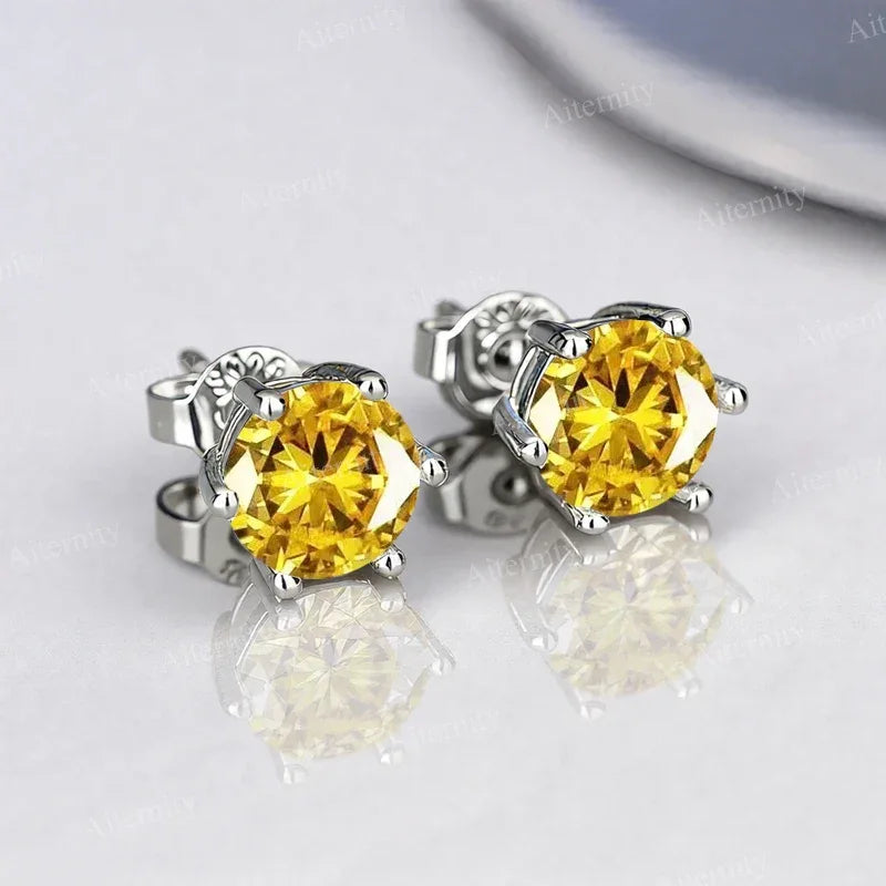 0.1ct-2ct D Color Certified Moissanite Stud Earrings Lab Created Diamond 925 Sterling Silver Wedding - BAALAAZ
