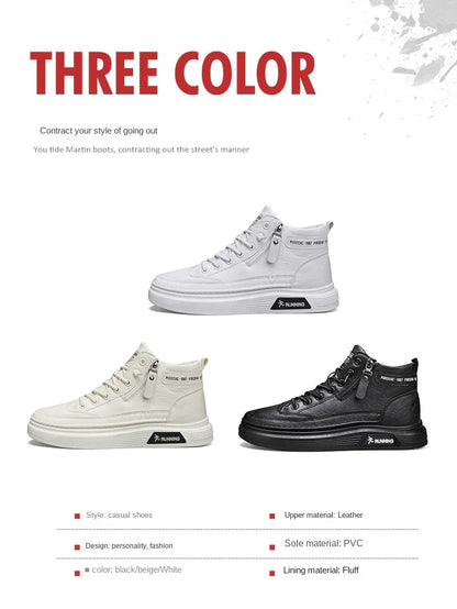 Férfi Téli Bundás Sneaker - Meleg Bőr Casual Cipő Platform Talppal