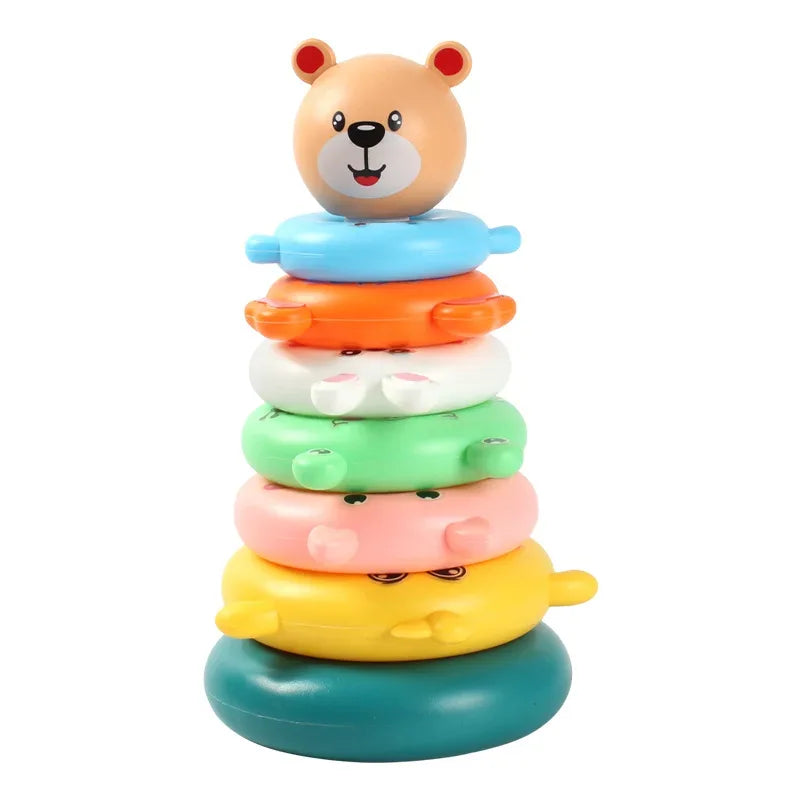 0 12 Month Baby Puzzle Pyramid Tower Cup Stacking Duck Toys Montessori Educational Beach Kids Pool Bathtub Toy Boy Gril Gift - BAALAAZ