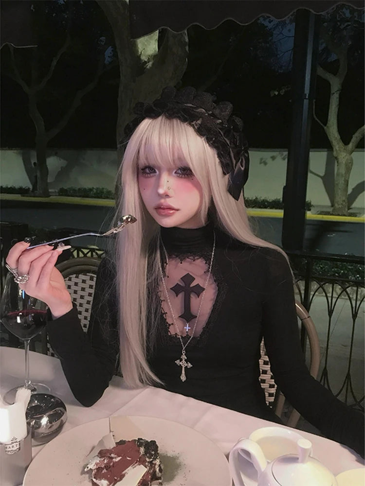 Turtleneck Black Goth Top