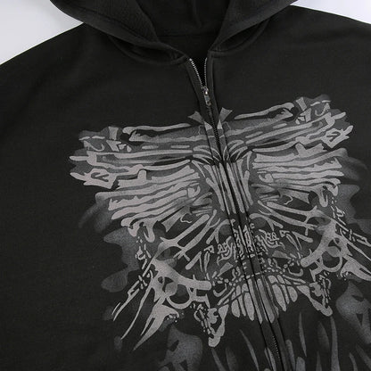 Liva Girl Gótikus Zip Hoodie