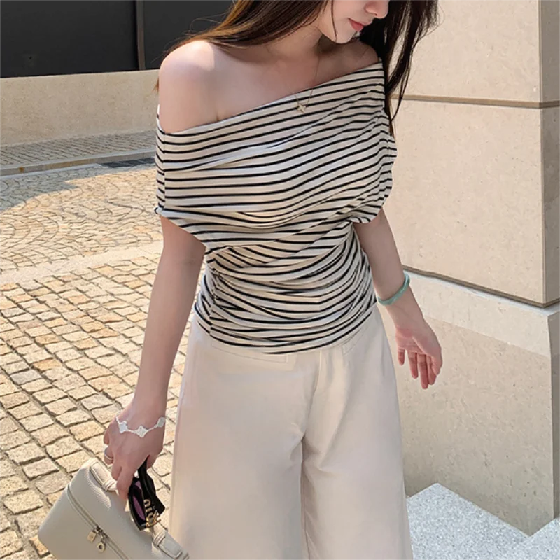 JEYONG Striped T-Shirt Skew Women