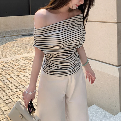 JEYONG Striped T-Shirt Skew Women