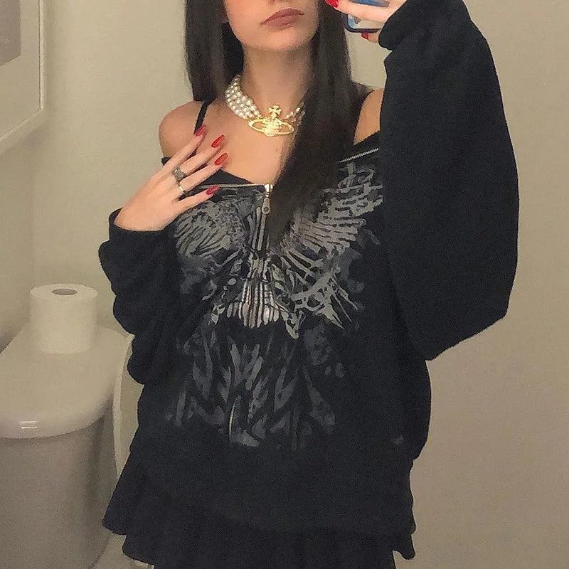 Liva Girl Gótikus Zip Hoodie
