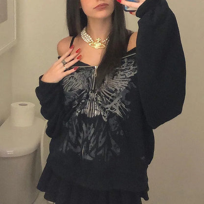 Liva Girl Gótikus Zip Hoodie