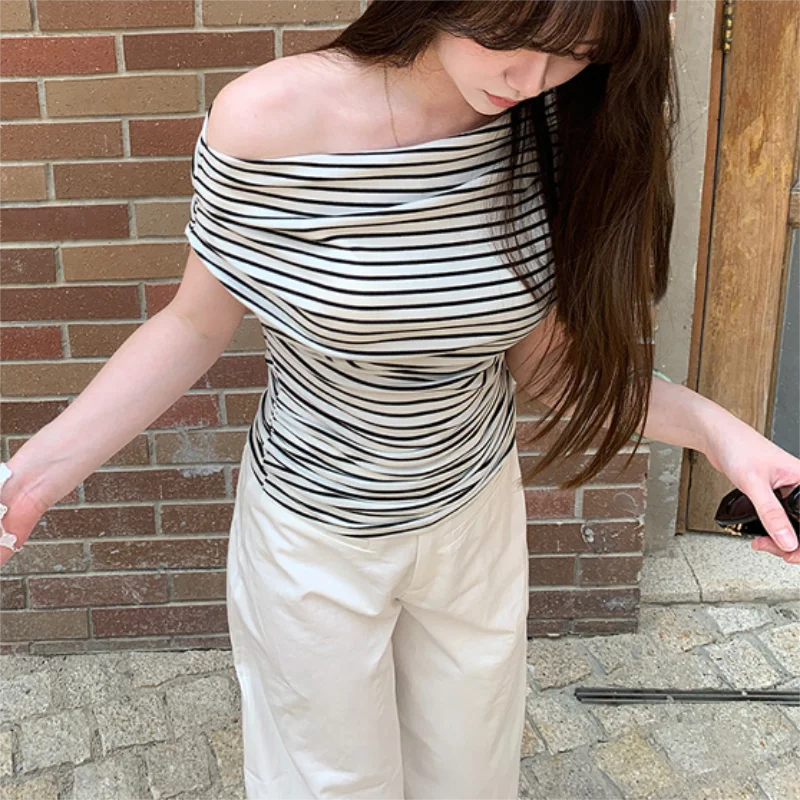 JEYONG Striped T-Shirt Skew Women