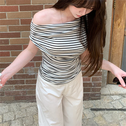 JEYONG Striped T-Shirt Skew Women