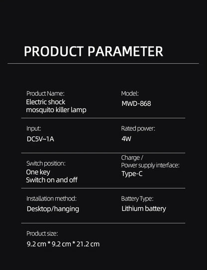 Xiaomi 360° Elektromos Szúnyogirtó Lámpa - Type-C Töltés, Hordozható, Beltéri Használat