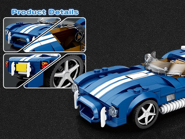 AMAZINGBLOKS 312 Pcs Kék Sport Autó Építő Készlet - Oktató Játék És Asztali Dísz Modell Gyerekeknek