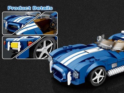 AMAZINGBLOKS 312 Pcs Kék Sport Autó Építő Készlet - Oktató Játék És Asztali Dísz Modell Gyerekeknek
