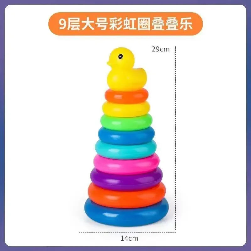 0 12 Month Baby Puzzle Pyramid Tower Cup Stacking Duck Toys Montessori Educational Beach Kids Pool Bathtub Toy Boy Gril Gift - BAALAAZ