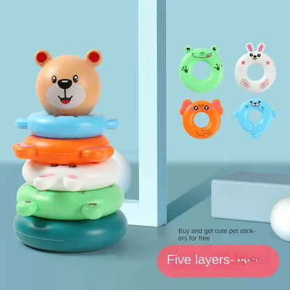 0 12 Month Baby Puzzle Pyramid Tower Cup Stacking Duck Toys Montessori Educational Beach Kids Pool Bathtub Toy Boy Gril Gift - BAALAAZ