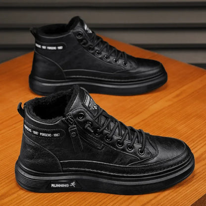 Férfi Téli Bundás Sneaker - Meleg Bőr Casual Cipő Platform Talppal