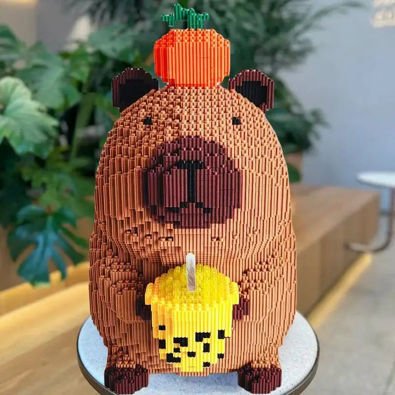 3836 Darabos Persimmon Tejes Teás Capybara Modell Építő Puzzle - Parti És Szobadíszhez Alkalmas