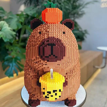 3836 Darabos Persimmon Tejes Teás Capybara Modell Építő Puzzle - Parti És Szobadíszhez Alkalmas
