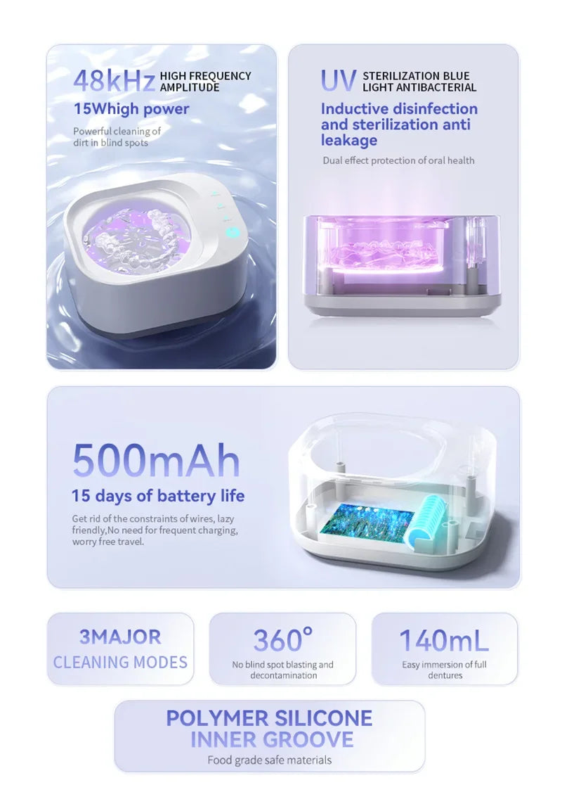 Xiaomi 50kHz UV Ultrahangos Tisztítógép - Fogszabályzó, Ékszer, Szemüveg Tisztító, 3 Fokozat