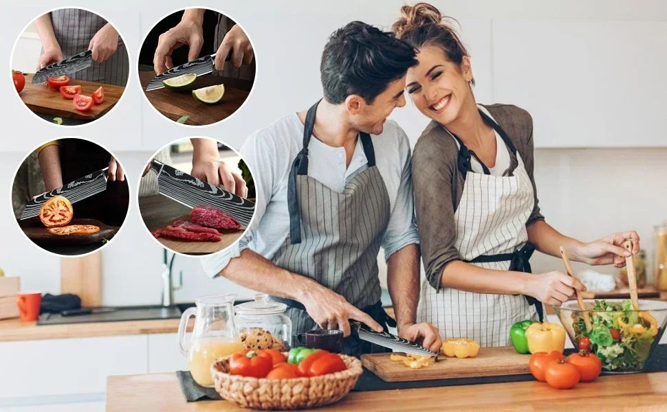Damascus Konyhakés Éles Santoku