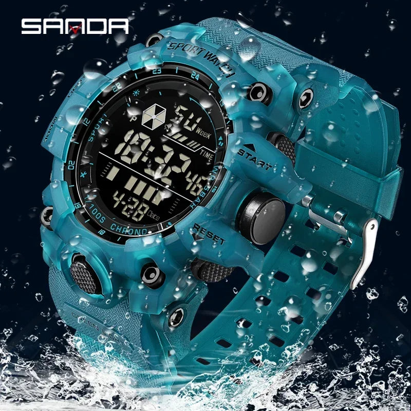 SANDA Herrenuhr, wasserdicht, LED
