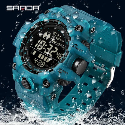 SANDA Herrenuhr, wasserdicht, LED