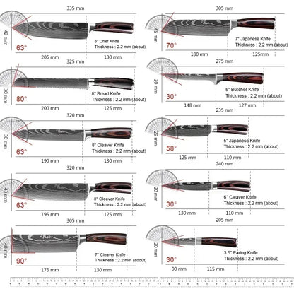 Damascus Konyhakés Éles Santoku