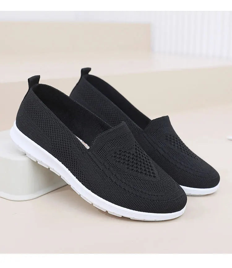 Női Slip-On Cipő - Lélegző Hálós Casual Lapos Cipő Tavaszi-Őszi Szezonra