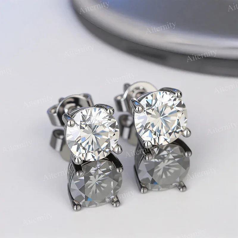 0.1ct-2ct D Color Certified Moissanite Stud Earrings Lab Created Diamond 925 Sterling Silver Wedding - BAALAAZ