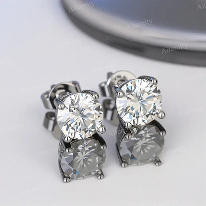 0.1ct-2ct D Color Certified Moissanite Stud Earrings Lab Created Diamond 925 Sterling Silver Wedding - BAALAAZ
