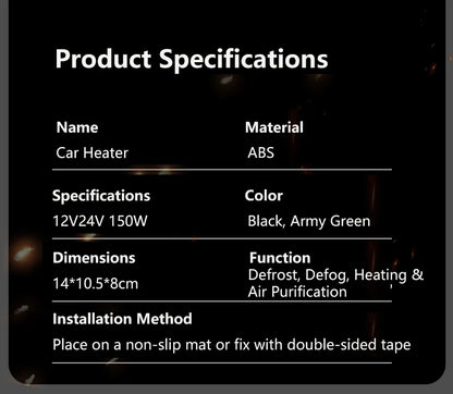 Xiaomi 12V/24V Autós Fűtőventilátor 150W - Digitális Kijelző, Jégtelenítés, Páramentesítés