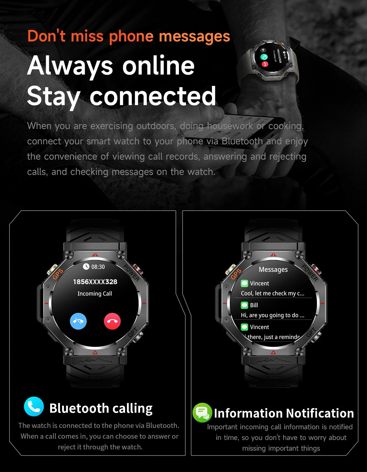 Military T-Rex3 Ultra Okos Óra - GPS Nyomkövetés, Kompassz, 100 Sportmódok, Vízálló IP69K, AI Hang Asszisztens