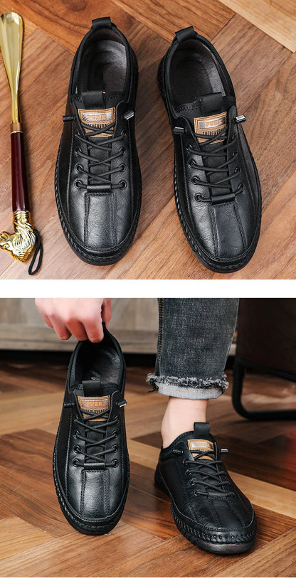 Férfi Casual Mokaszin Cipő - Kényelmes Lapos Talpú Slip-On Bőr Loafer