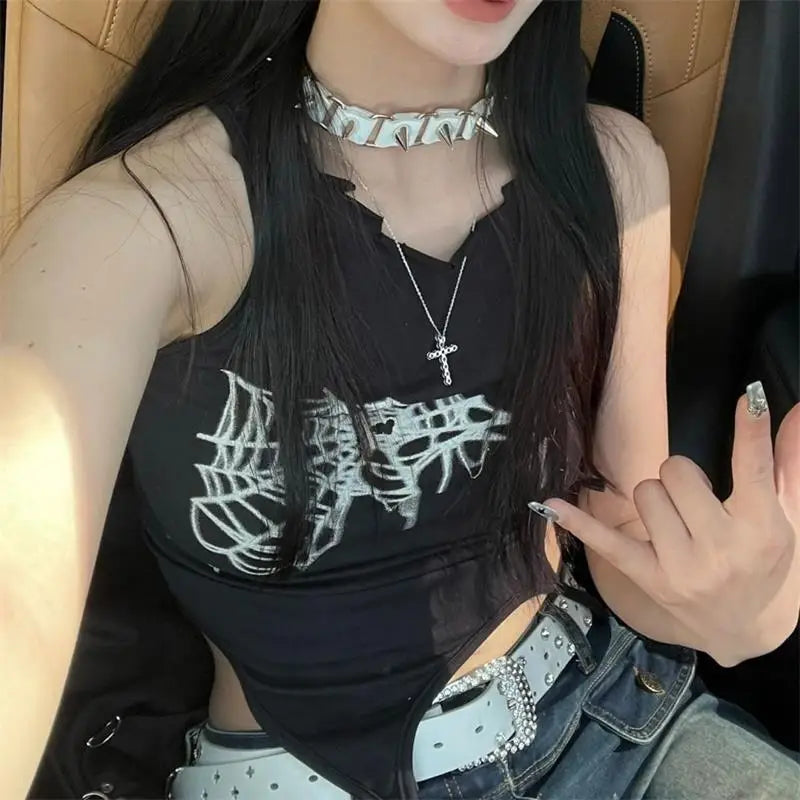 Tanktop mit Spinnennetz-Motiv JEYONGZOOCN