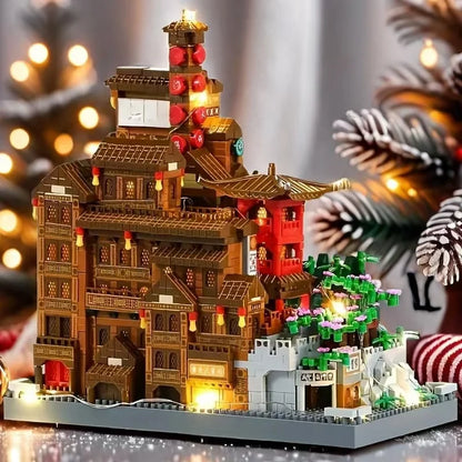 Barlangépítő Készlet 3965 Db Vegyes Színek Fejleszti Kreativitást és Koncentrációt Hagyományos Kelet Ázsiai Architektúra