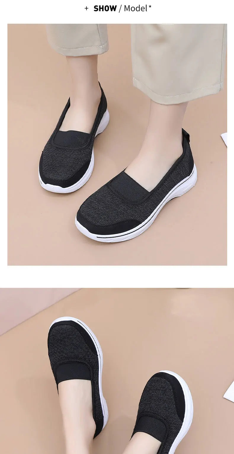 Női Légáteresztő Vulkanizált Cipő Fehér - Divatos Mesh Sneaker Munkacipő