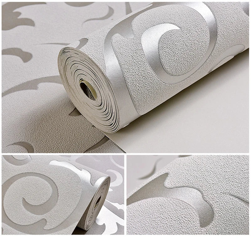 Damask Tapéta DZQCN Ezüst 3D