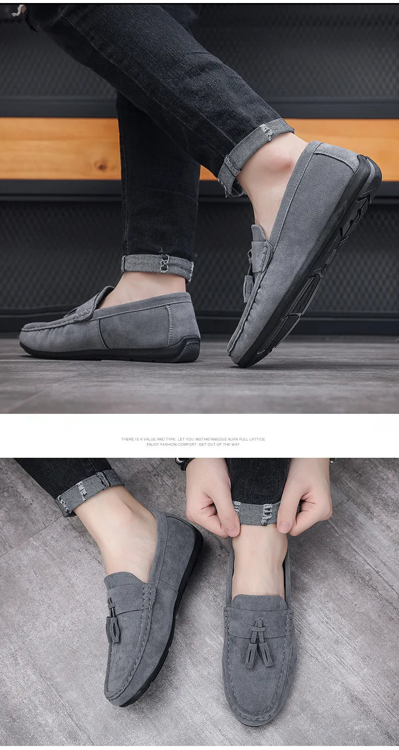 Férfi Casual Loafer - Bojtos Bőr Mokaszin Puha Talppal
