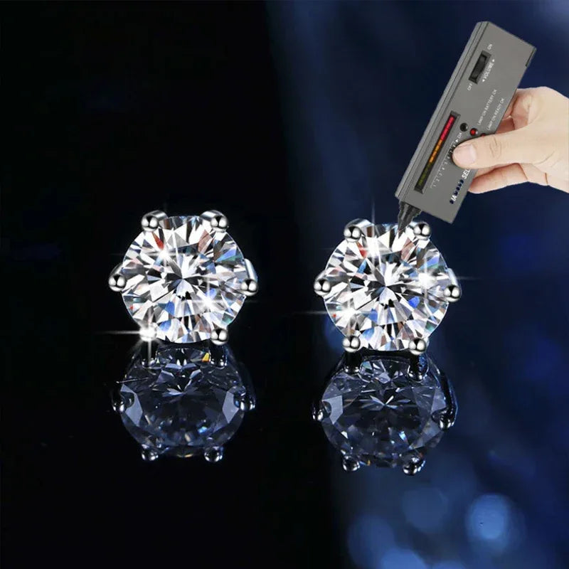 0.5-2.0ct Moissanite Studs Earrings With GRA Certificate Pass Diamond tester Pen For Men Women 925 Silver Wedding Gemstone - BAALAAZ
