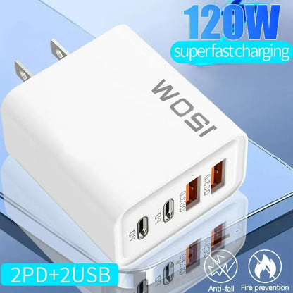 120W Gyors Töltő 4 Port USB C