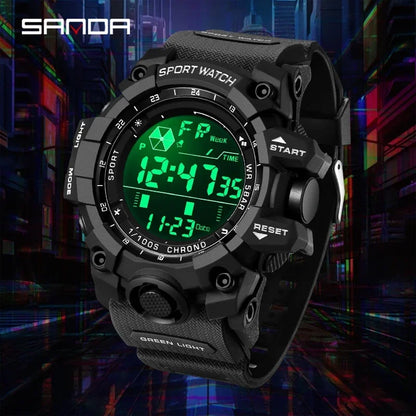 SANDA Herrenuhr, wasserdicht, LED