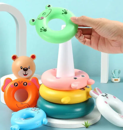 0 12 Month Baby Puzzle Pyramid Tower Cup Stacking Duck Toys Montessori Educational Beach Kids Pool Bathtub Toy Boy Gril Gift - BAALAAZ