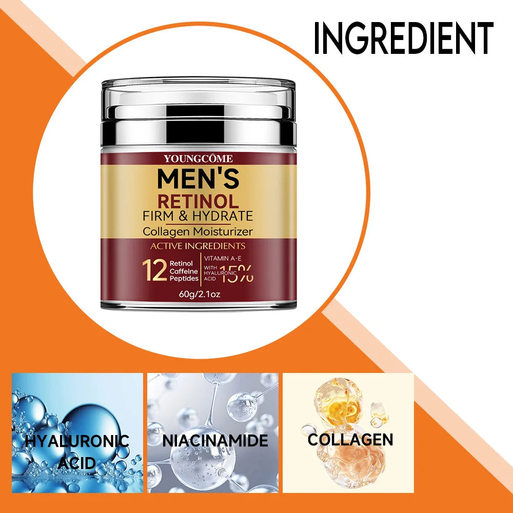 LGRAMER Men's Retinol Firming Face Cream - Hydration and Wrinkle Removal with Collagen for Glowing Skin