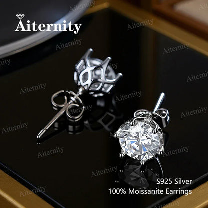 0.5-2.0ct Moissanite Studs Earrings With GRA Certificate Pass Diamond tester Pen For Men Women 925 Silver Wedding Gemstone - BAALAAZ