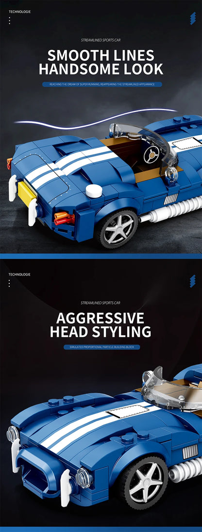 AMAZINGBLOKS 312 Pcs Kék Sport Autó Építő Készlet - Oktató Játék És Asztali Dísz Modell Gyerekeknek