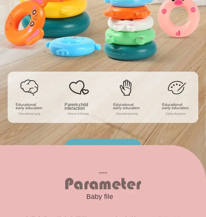 0 12 Month Baby Puzzle Pyramid Tower Cup Stacking Duck Toys Montessori Educational Beach Kids Pool Bathtub Toy Boy Gril Gift - BAALAAZ