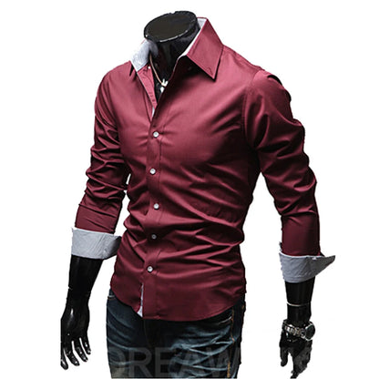 Slim Fit Férfi Csíkos Ing