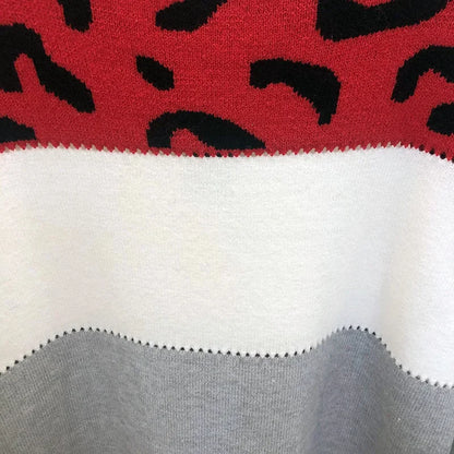 Színblokkolt Leopard Pulóver